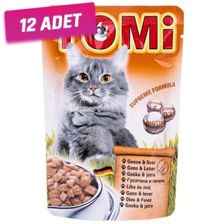 Tomi Kaz Eti ve Ciğerli Pouch Kedi Konservesi 100 Gr - 12 Adet