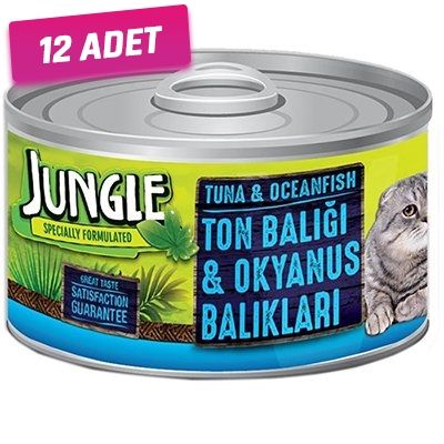 Jungle Ton ve Okyanus Balıklı Ezme Yetişkin Kedi Konservesi 85 Gr - 12 Adet