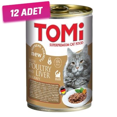 Tomi Kanatlı Eti ve Ciğerli Kedi Konservesi 400 Gr - 12 Adet