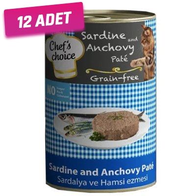 Chefs Choice Kıyılmış Sardalya ve Hamsili Yetişkin Konserve Kedi Maması 400 Gr - 12 Adet