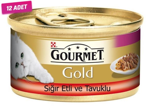 Gourmet Gold Sığır Etli ve Tavuklu Yetişkin Konserve Kedi Maması 85 Gr - 12 Adet