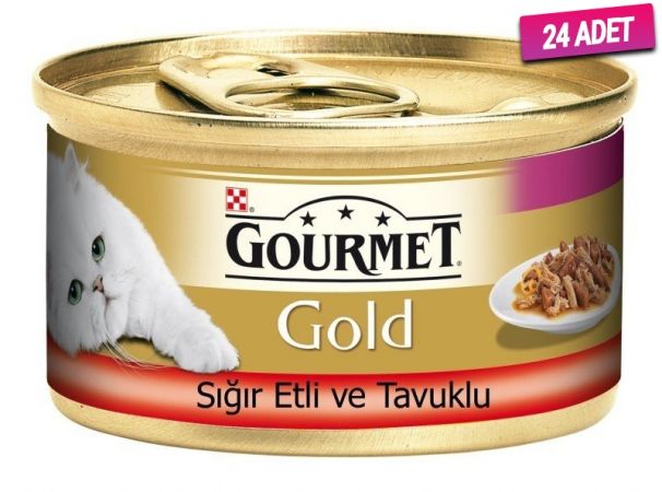 Gourmet Gold Sığır Etli ve Tavuklu Yetişkin Konserve Kedi Maması 85 Gr - 24 Adet