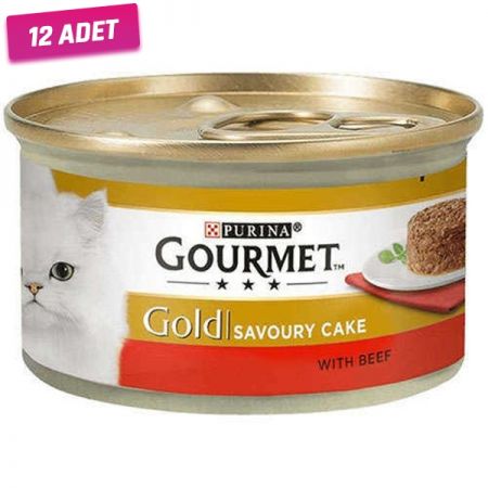 Gourmet Gold Savoury Cake Sığır Etli Konserve Kedi Maması 85 Gr - 12 Adet