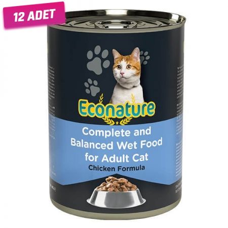 Econature Adult Tavuklu Yetişkin Konserve Kedi Maması 400 Gr - 12 Adet