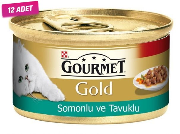 Gourmet Gold Somon ve Tavuklu Yetişkin Konserve Kedi Maması 85 Gr - 12 Adet