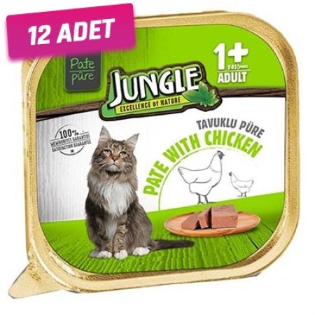 Jungle Tavuklu Pate Yetişkin Konserve Kedi Maması 100 Gr - 12 Adet