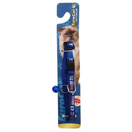 Eurocat Kedi Boyun Tasması Bayrak Desenli 10mm/28 Cm Mavi