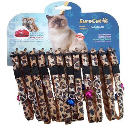 Eurocat Kedi Boyun Tasması Leopar Desenli 10mm/28 Cm (12 Adet)