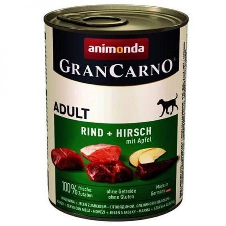 Animonda Gran Carno Sığır Etli Geyik ve Elmalı Yetişkin Köpek Konservesi 400 Gr