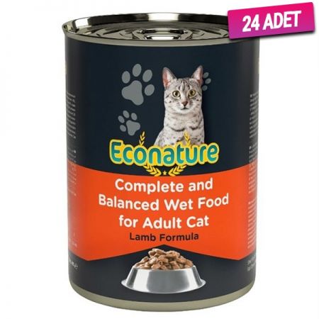 Econature Kuzu Etli Yetişkin Konserve Kedi Maması 400 Gr - 24 Adet