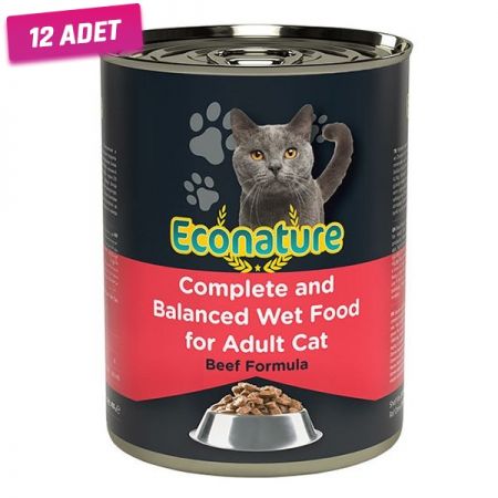 Econature Sığır Etli Yetişkin Konserve Kedi Maması 400 Gr - 12 Adet