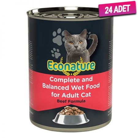 Econature Sığır Etli Yetişkin Konserve Kedi Maması 400 Gr - 24 Adet