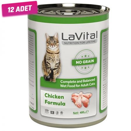 Lavital Adult Tahılsız Tavuklu Yetiskin Konserve Kedi Maması 400 Gr - 12 Adet