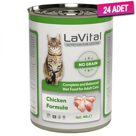 Lavital Adult Tahılsız Tavuklu Yetiskin Konserve Kedi Maması 400 Gr - 24 Adet