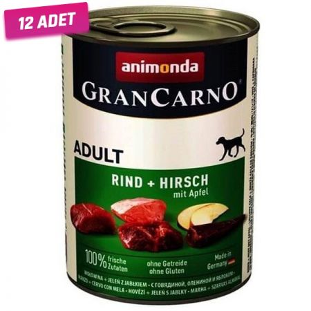 Animonda Gran Carno Sığır Etli Geyik ve Elmalı Yetişkin Köpek Konservesi 400 Gr - 12 Adet