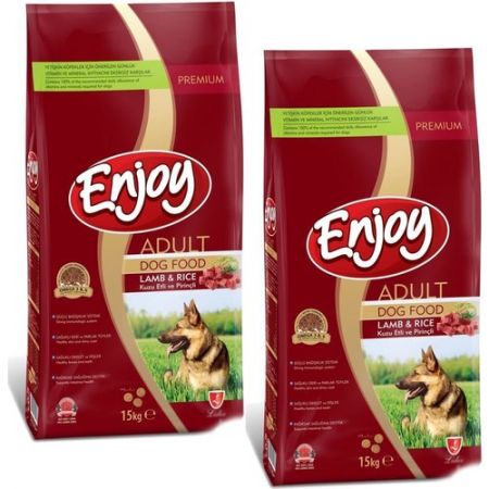 Enjoy Kuzu Etli ve Prinçli Yetişkin Köpek Maması 15 kg 2 Adet