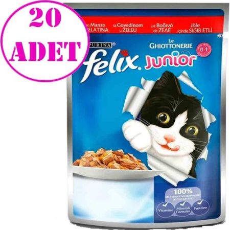 Felix Junior Sığır Etli Yavru Kedi Maması 100 gr 20 Adet