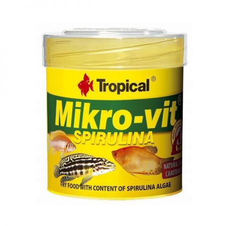Tropical Mikro-Vit Spirulina Yavru Balıklar için Spirulina Algli Balık Yemi 50 Ml 32 Gr