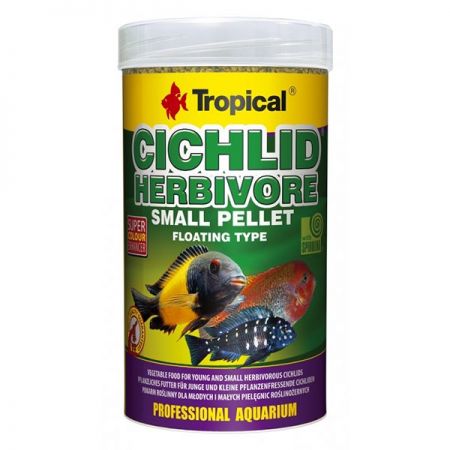 Tropical Cichlid Herbivore Pellet Otobur Cichlid için Balık Yemi Small 1000 Ml 360 Gr