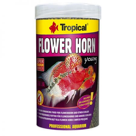 Tropical Flower Horn Young Pellet Genç Flower Horn Balıkları için Renklendirici Balık Yemi 1000 Ml 380 Gr