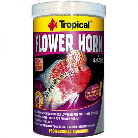 Tropical Flower Horn Adult Çiçek Boynuzlu Ve Diğer Cichlid İçin Renklendirici Pellet Balık Yemi 1000 Ml 380 Gr