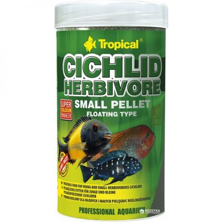 Tropical Cichlid Herbivore Pellet Otobur Cichlid için Balık Yemi Smalll 250 Ml 90 Gr