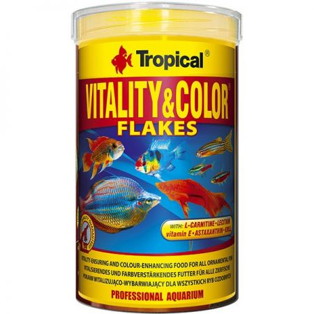 Tropical Vitality Color Flakes Tropikal Balıklar için Renklendirici Pul Balık Yemi 250 Ml 50 Gr