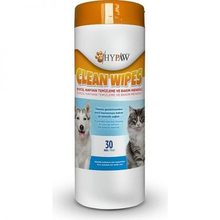 Hypaw Clean Wipes Kedi ve Köpekler için Temizleme ve Bakım Mendili 30 Adet 20x20 Cm