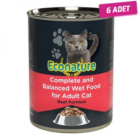 Econature Sığır Etli Yetişkin Konserve Kedi Maması 400 Gr - 6 Adet