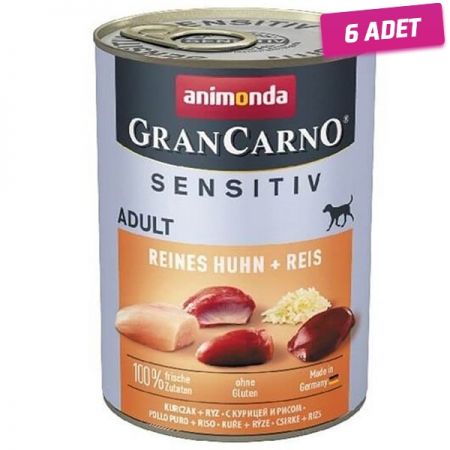 Animonda Gran Carno Sensitive Tavuklu ve Pirinçli Yetişkin Köpek Konservesi 400 Gr - 6 Adet