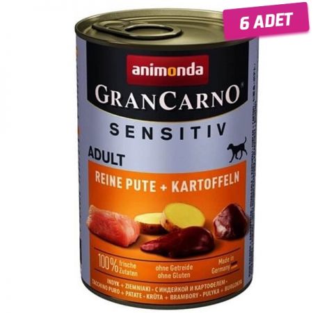 Animonda Gran Carno Sensitive Hindili ve Patatesli Yetişkin Köpek Konservesi 400 Gr - 6 Adet