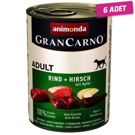 Animonda Gran Carno Sığır Etli Geyik ve Elmalı Yetişkin Köpek Konservesi 400 Gr - 6 Adet