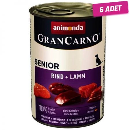 Animonda Gran Carno Senior Kuzu Etli Yaşlı Köpek Konservesi 400 Gr - 6 Adet