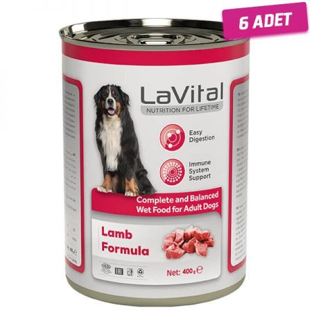 Lavital Adult Kuzulu Bağışıklık Sistemi Destekleyici Yetişkin Köpek Konservesi 400 Gr - 6 Adet