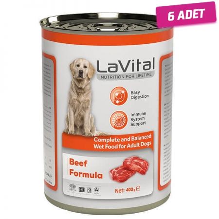 Lavital Adult Biftekli Bağışıklık Sistemi Destekleyici Yetişkin Köpek Konservesi 400 Gr - 6 Adet