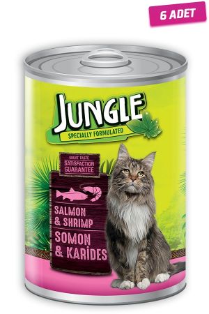 Jungle Somonlu Karidesli Konserve Kedi Maması 415 Gr - 6 Adet