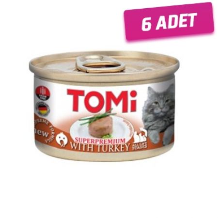 Tomi Kıyılmış Hindili Tahılsız Yetişkin Konserve Kedi Maması 85 Gr - 6 Adet