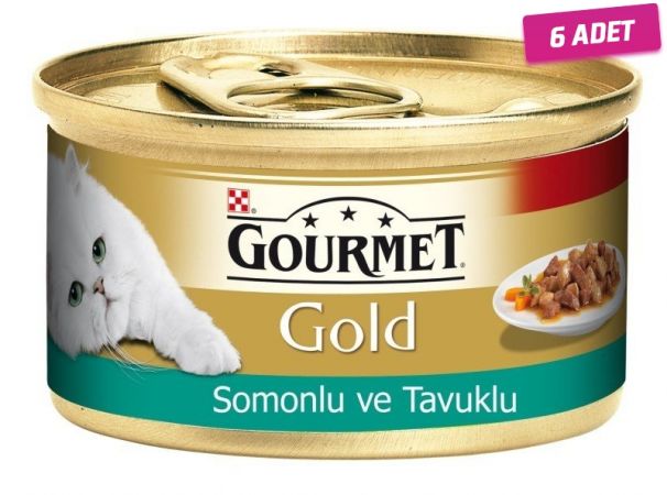 Gourmet Gold Somon ve Tavuklu Yetişkin Konserve Kedi Maması 85 Gr - 6 Adet