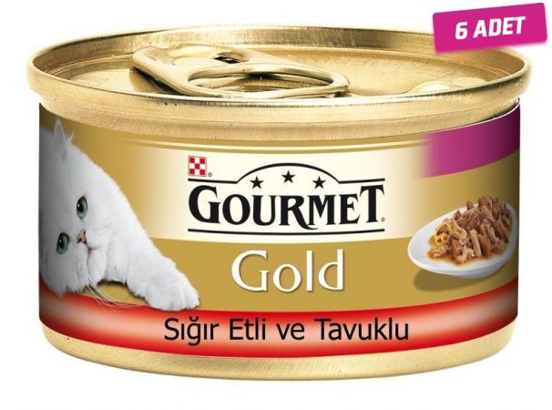 Gourmet Gold Sığır Etli ve Tavuklu Yetişkin Konserve Kedi Maması 85 Gr - 6 Adet