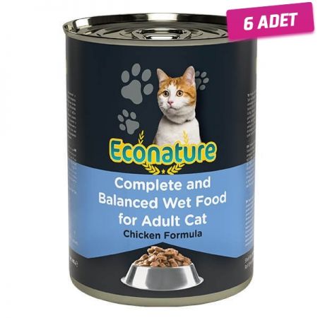 Econature Adult Tavuklu Yetişkin Konserve Kedi Maması 400 Gr - 6 Adet