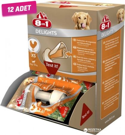 8 in 1 Delights Tavuklu Köpek Ödül Kemiği Xsmall 1 Adet - 12 Adet