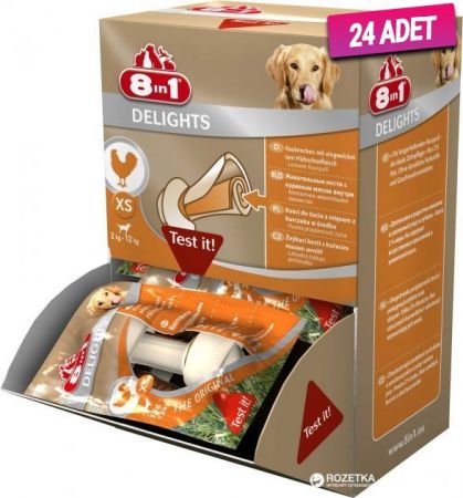 8 in 1 Delights Tavuklu Köpek Ödül Kemiği Xsmall 1 Adet - 24 Adet