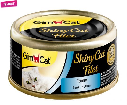 Gimcat Shinycat Kıyılmış Fileto Tuna Balıklı Yetişkin Konserve Kedi Maması 70 Gr - 12 Adet