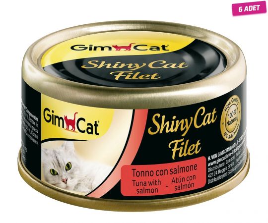 Gimcat Shinycat Tuna Balıklı Ve Somonlu Yetişkin Kedi Konservesi 70 Gr - 6 Adet