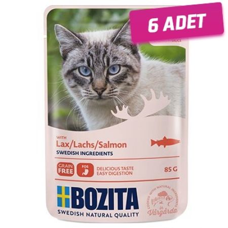 Bozita Pouch Somon Balıklı Tahılsız Yetişkin Konserve Kedi Maması 85 Gr - 6 Adet