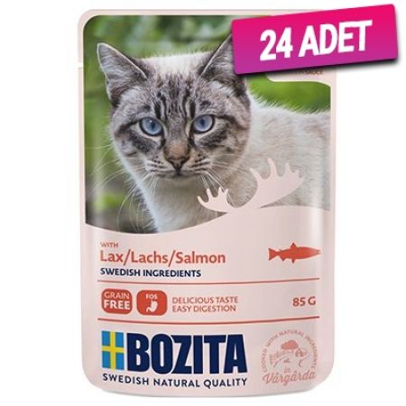 Bozita Pouch Somon Balıklı Tahılsız Yetişkin Konserve Kedi Maması 85 Gr - 24 Adet