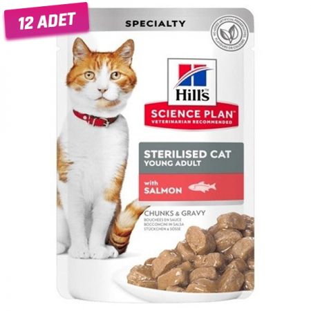 Hills Sterilised Somonlu Pouch Kısırlaştırılmış Konserve Kedi Maması 85 Gr - 12 Adet