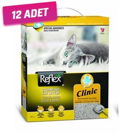 Reflex Klinik Özel Tanecik Süper Hızlı Topaklanan Kedi Kumu 10 Lt - 12 Adet