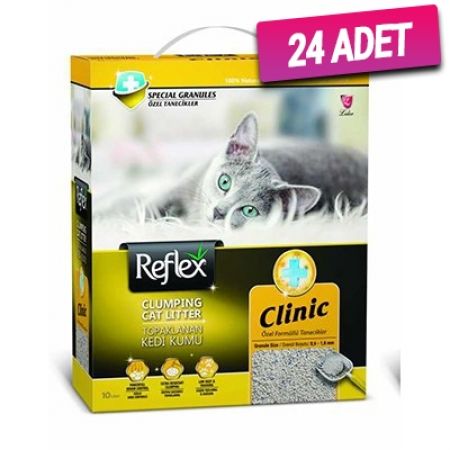 Reflex Klinik Özel Tanecik Süper Hızlı Topaklanan Kedi Kumu 10 Lt - 24 Adet