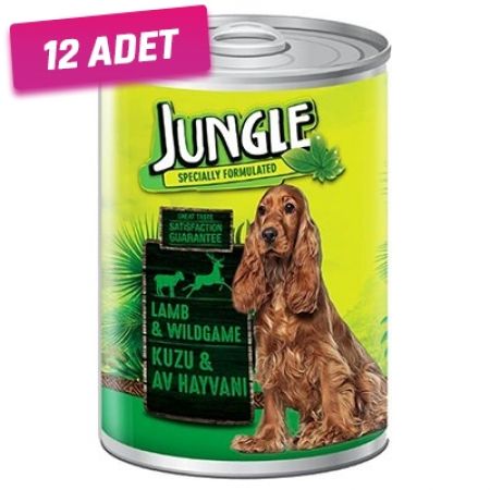 Jungle Kuzu Etli ve Av Hayvanlı Yetişkin Köpek Konservesi 415 Gr - 12 Adet